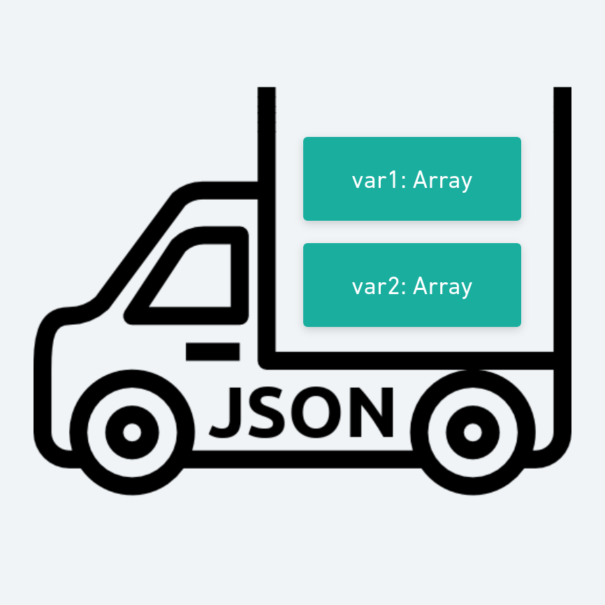 illustration représentant un camion symbolisant JSON et transportant deux variables de type Array