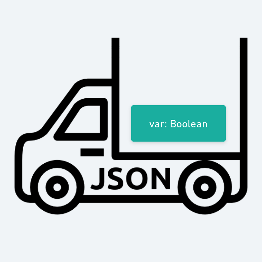 illustration représentant un camion symbolisant JSON et transportant une variable de type Boolean